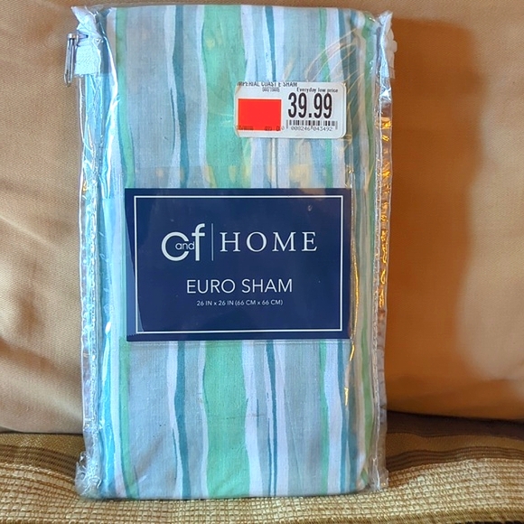 Euro Sham with Zipper. Blue and Green, Square. NWT - Picture 1 of 7